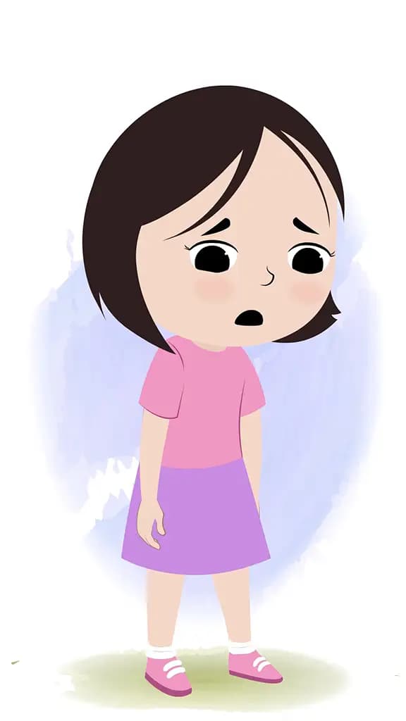 A cute little tired girl animated cartoon character aka tia 3/4