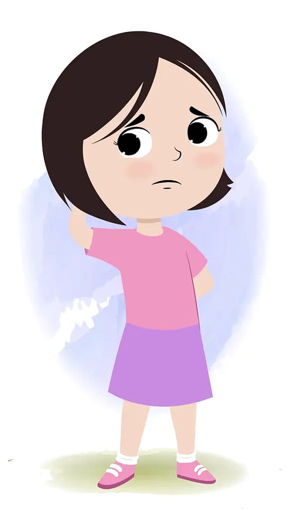 A cute little confused girl animated cartoon character aka tia 3/4