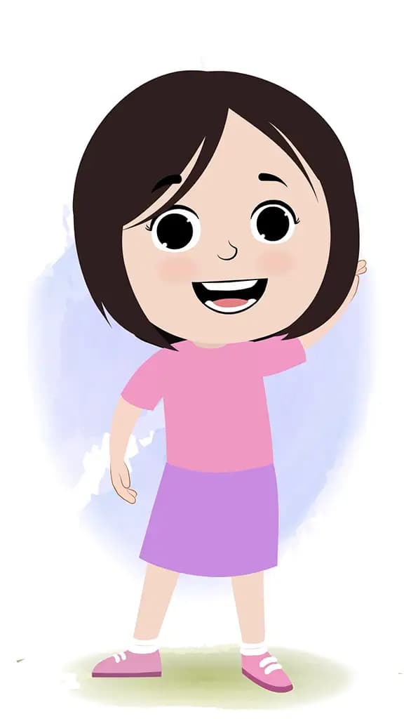 A cute little girl dancing animated cartoon character aka tia