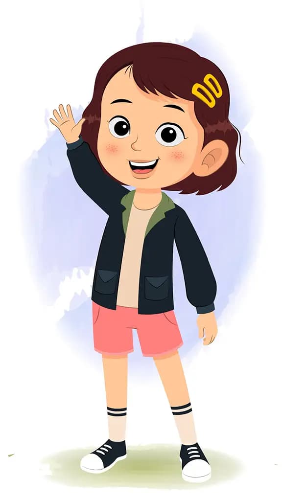 A cute girl saying hello animated cartoon character aka zoya