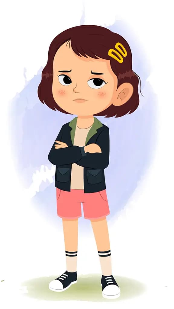 An annoyed cute girl animated cartoon character aka zoya 3/4