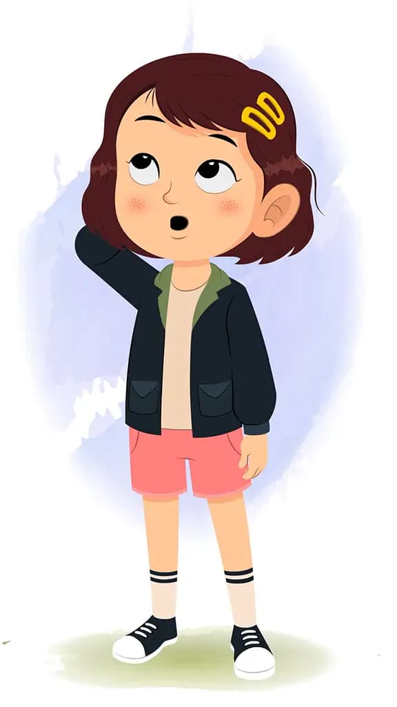 A confused cute girl animated cartoon character aka zoya 3/4