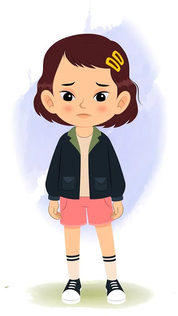 A cute girl sad animated cartoon character aka zoya