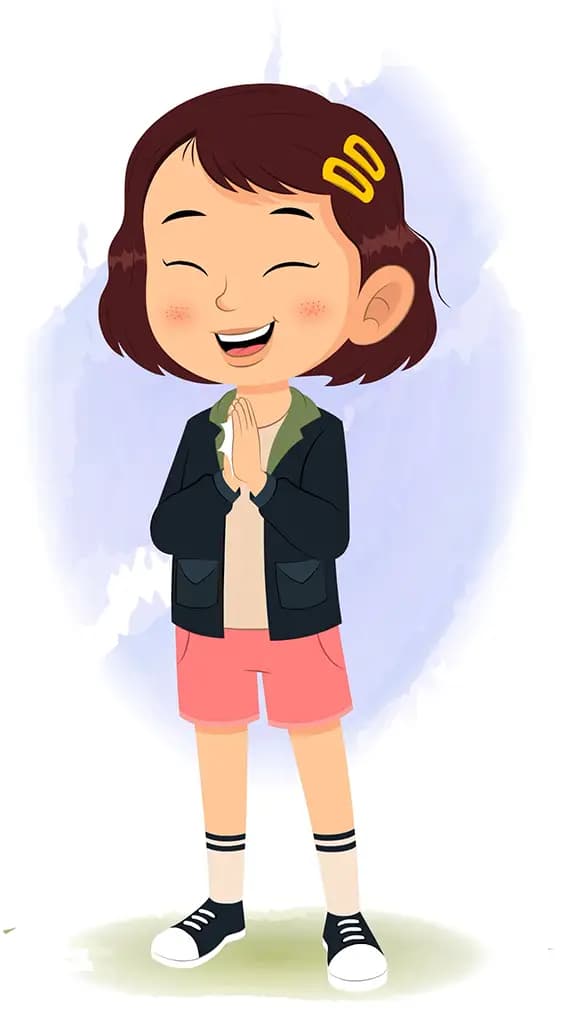 A cute girl clapping animated cartoon character aka zoya