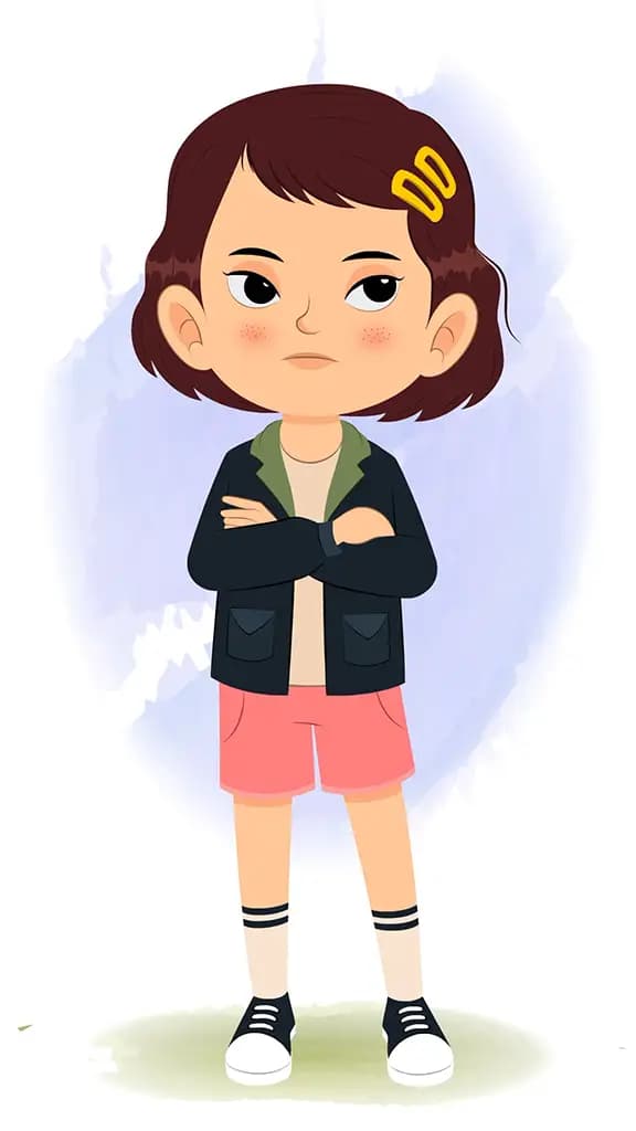 An annoyed cute girl animated cartoon character aka zoya