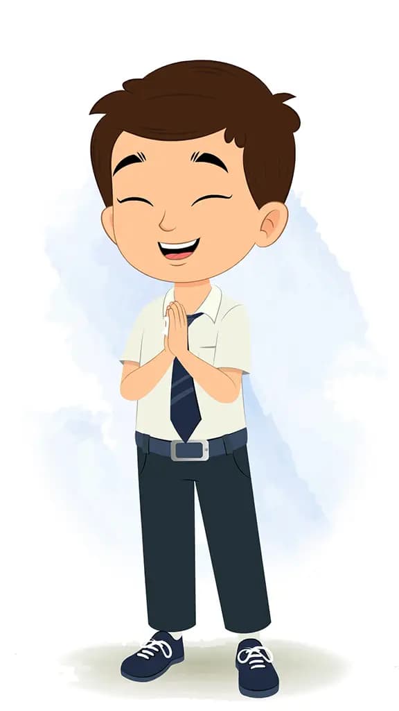 A little school boy clapping animated cartoon character aka bittu