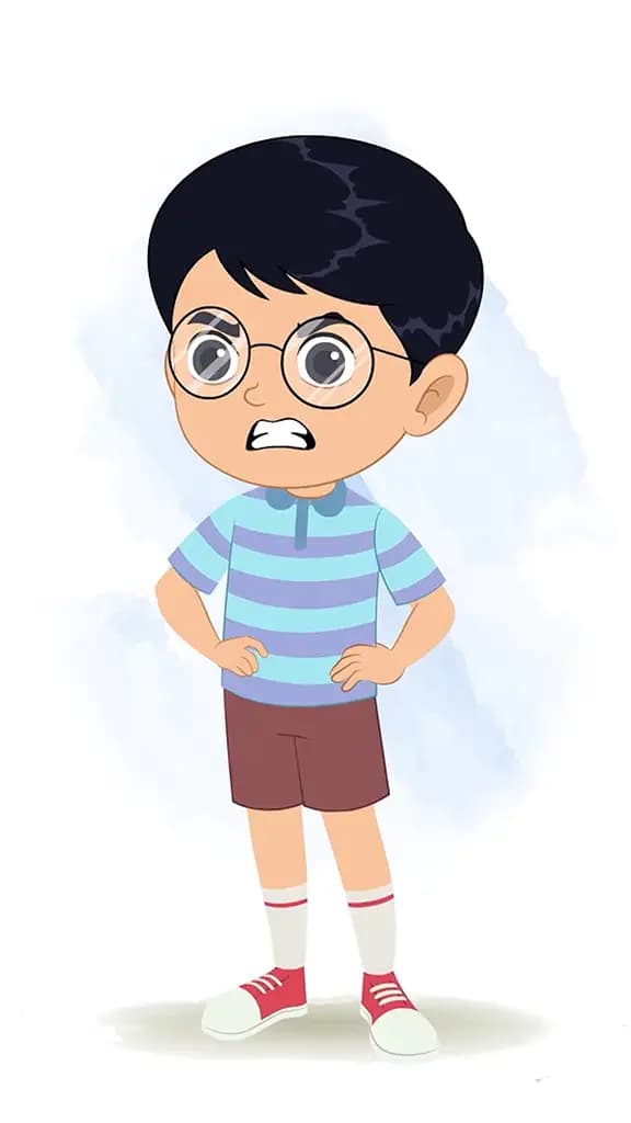 An angry little boy animated cartoon character aka roy 3/4