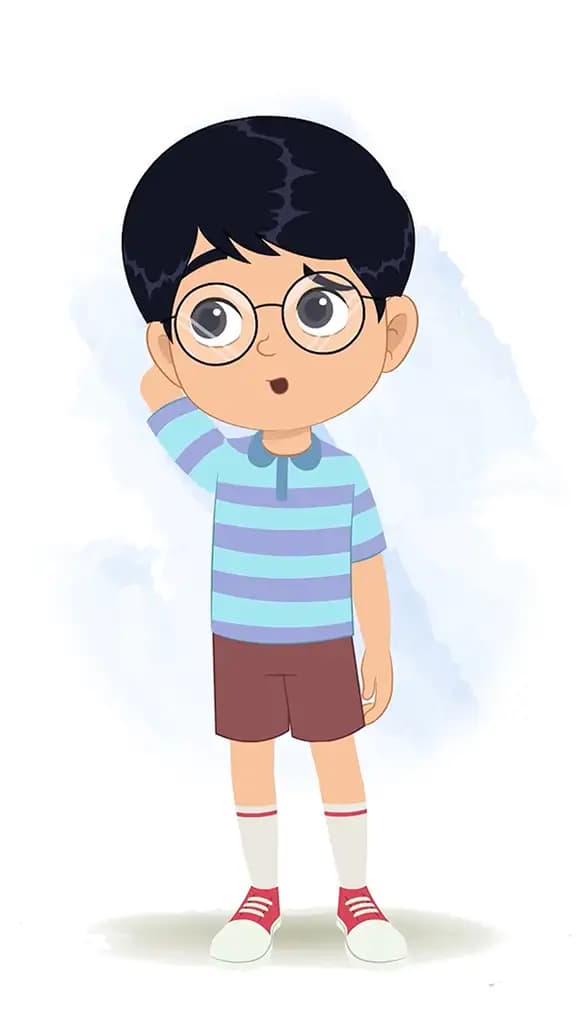 A confused little boy animated cartoon character aka roy