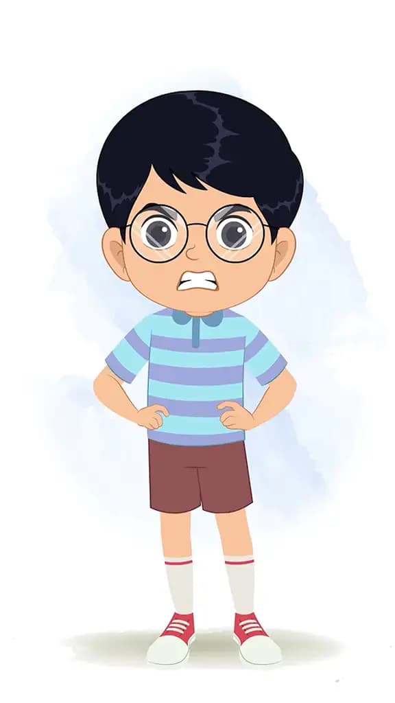 An angry little boy animated cartoon character aka roy
