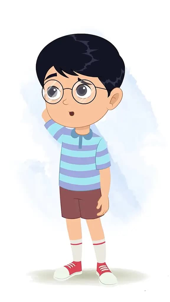 A confused little boy animated cartoon character aka roy 3/4