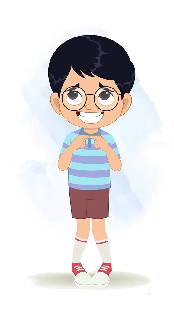 A nervous little boy animated cartoon character aka roy