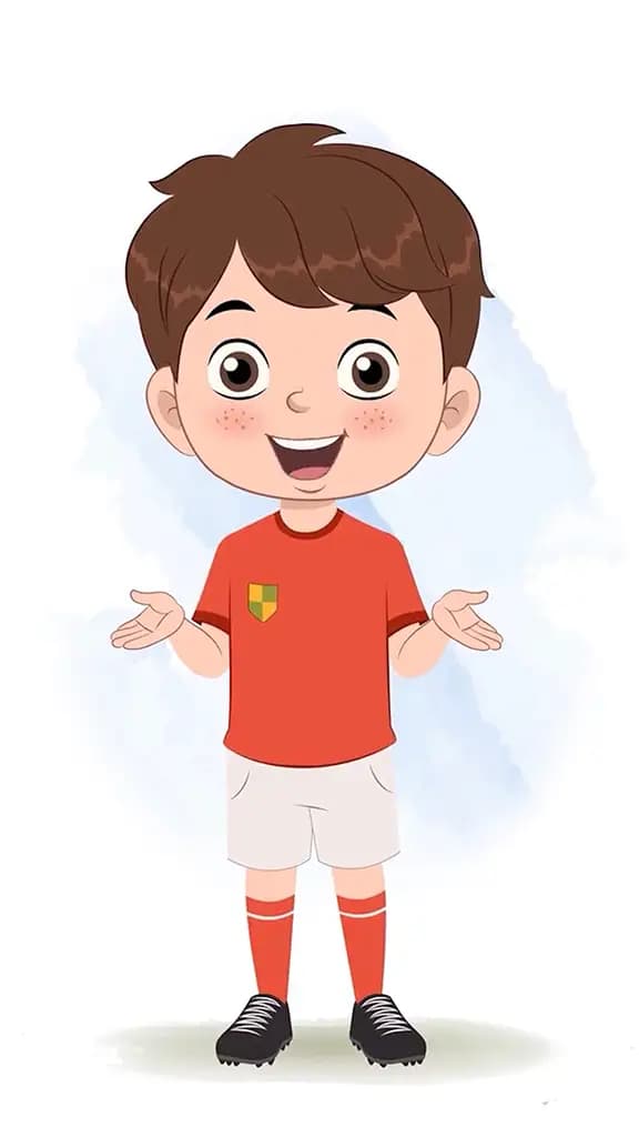 A cute sport boy talking animated cartoon character aka sai