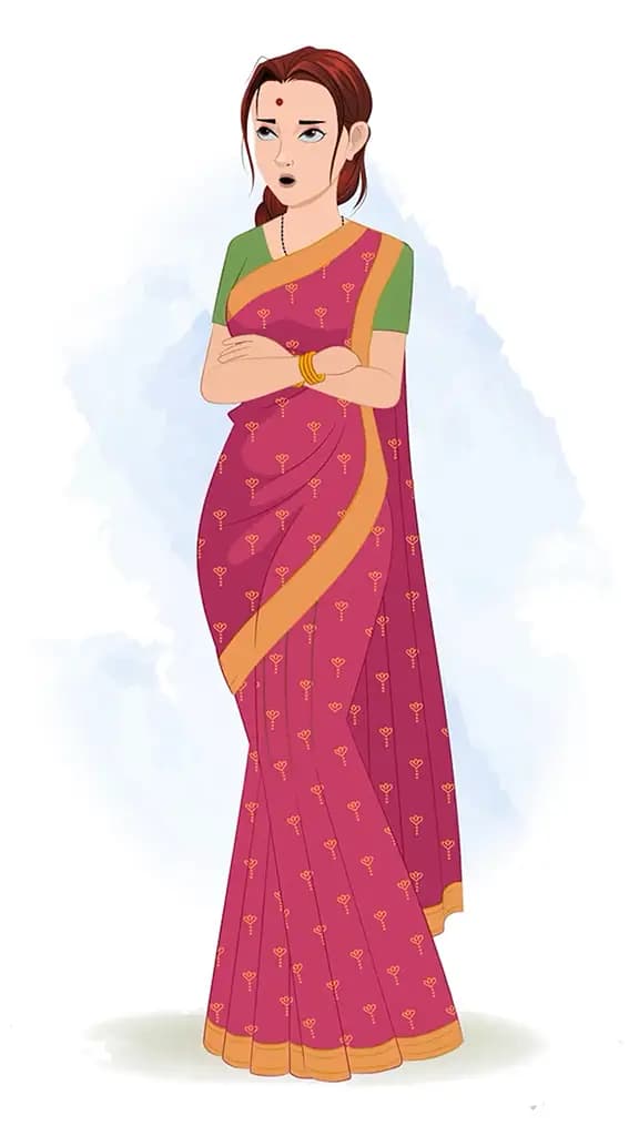 A beautiful Indian annoyed woman animated cartoon character aka preet 3/4