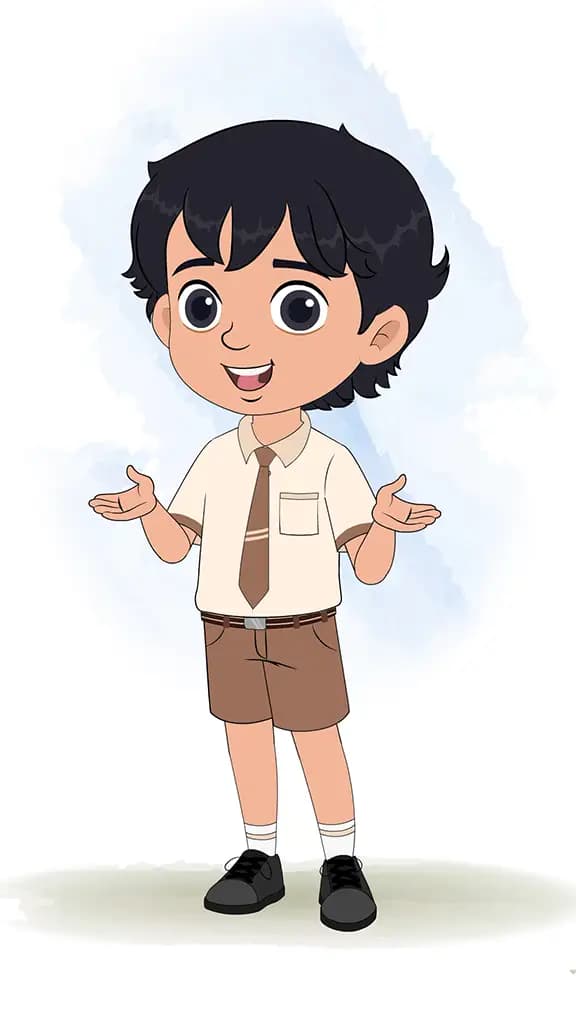 A smart school boy talking animated cartoon character aka min min 3/4