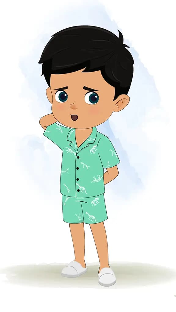 A confused cute little boy animated cartoon character aka rohan 3/4