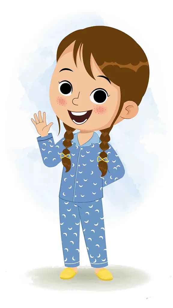 A little cute girl saying hello animated cartoon character aka nancy