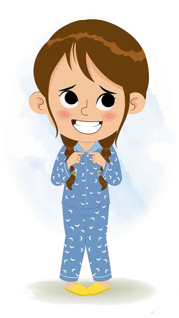 A nervous little cute girl animated cartoon character aka nancy