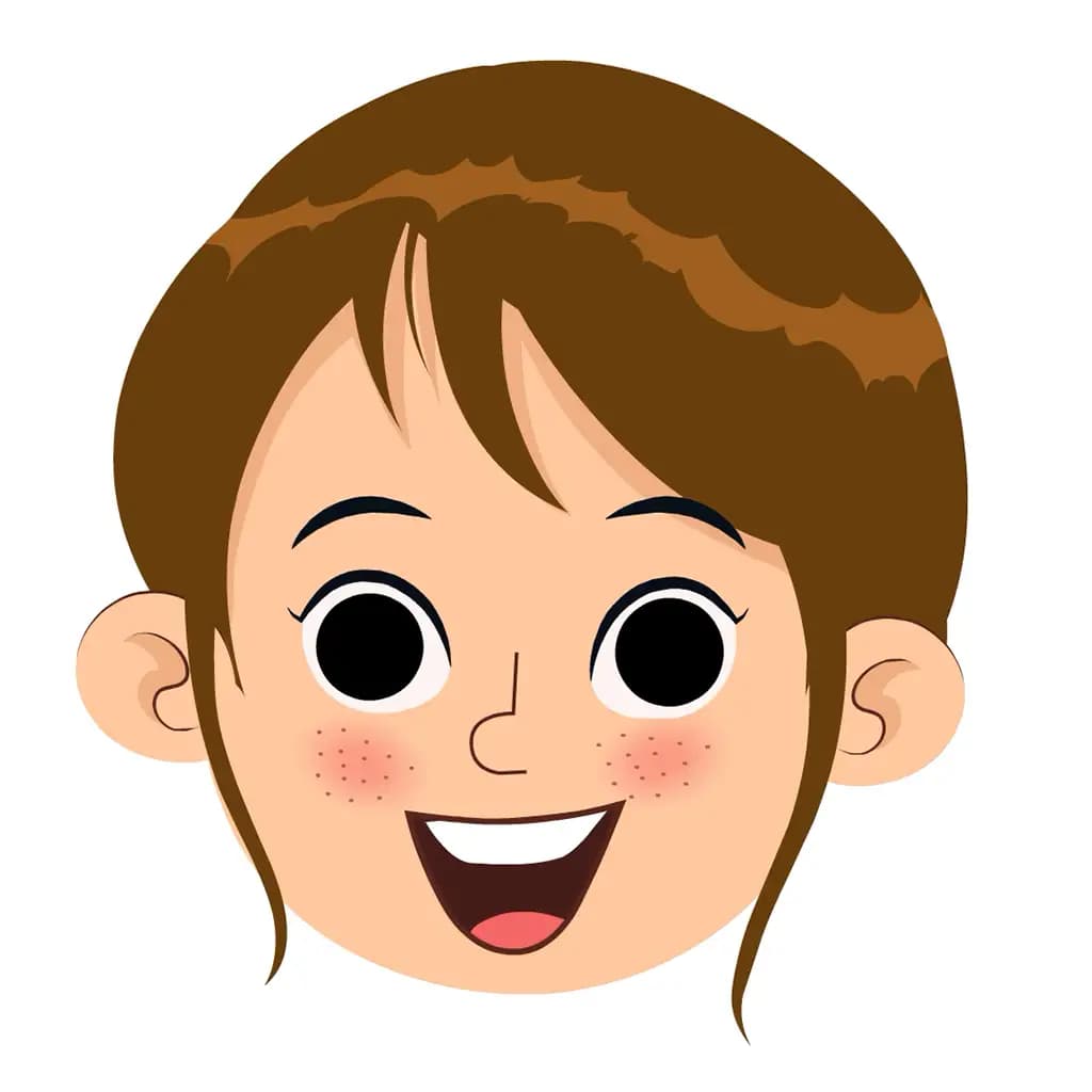 A little cute girl animated cartoon face with different facial expressions aka nancy