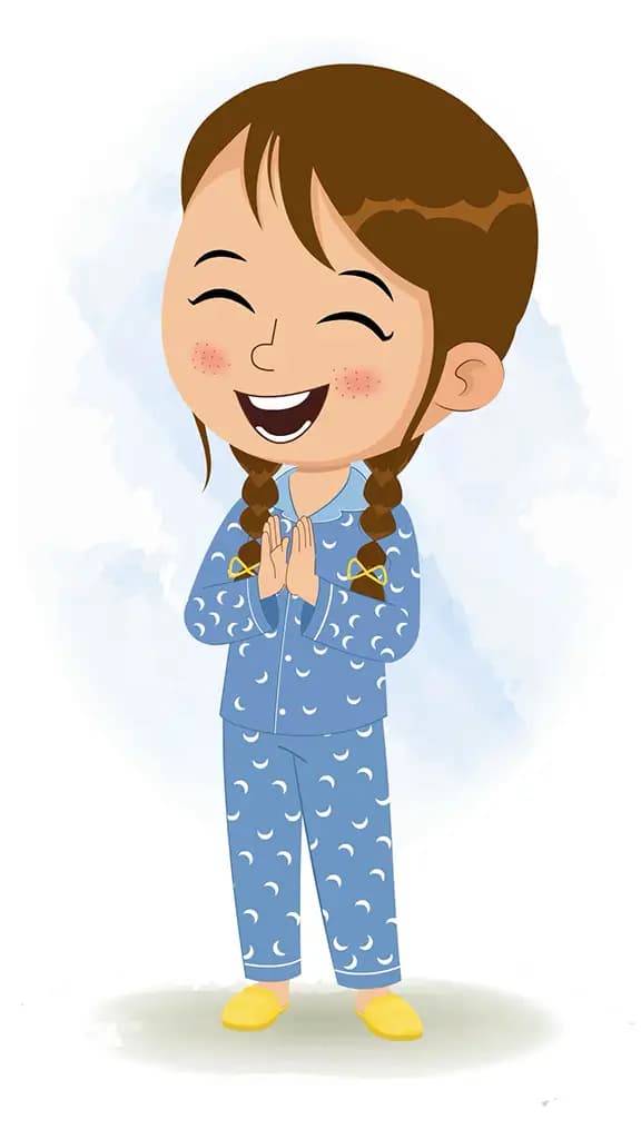 A little cute girl clapping animated cartoon character aka nancy