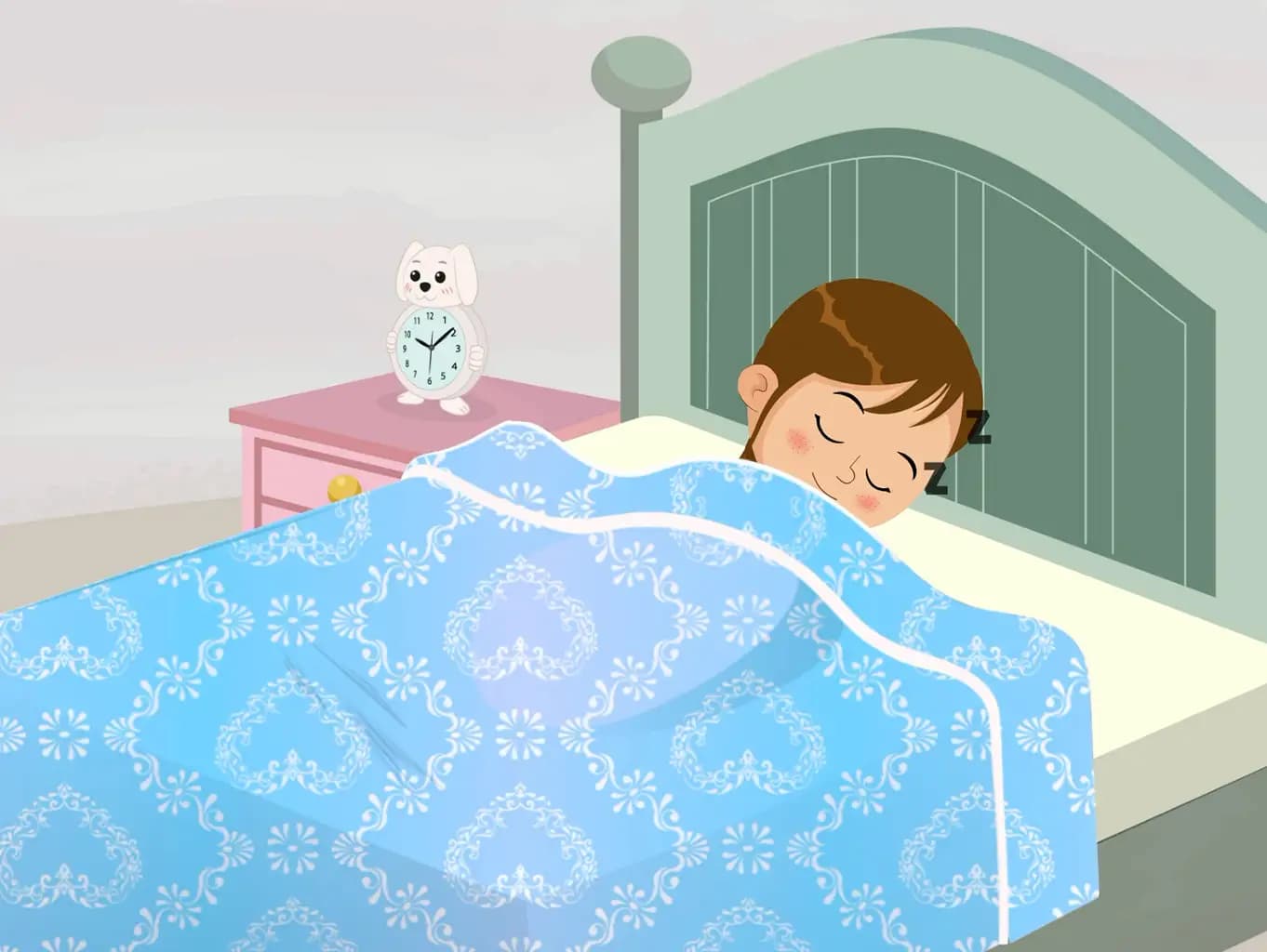 A little cute girl sleeping on the bed animated cartoon character aka nancy