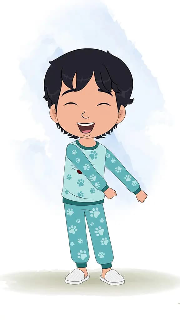 An Indian little boy dancing animated cartoon character aka min min