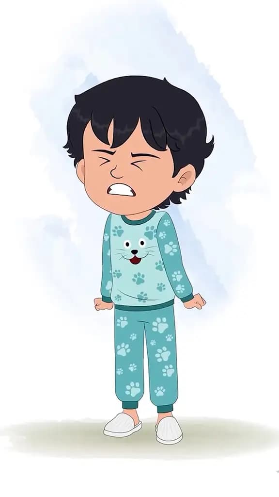 An angry Indian little boy animated cartoon character aka min min 3/4