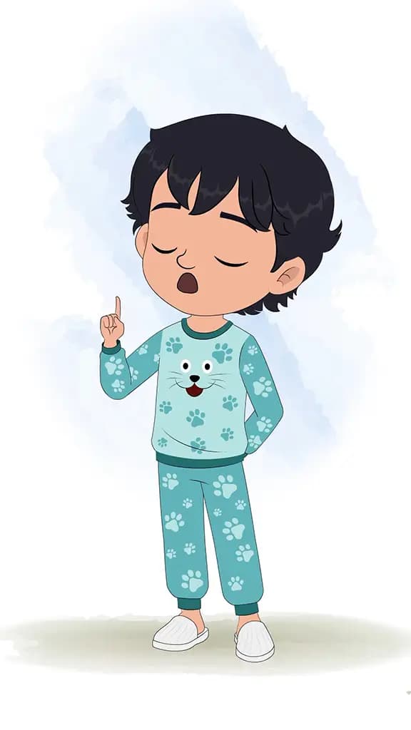 An Indian little boy saying no animated cartoon character aka min min