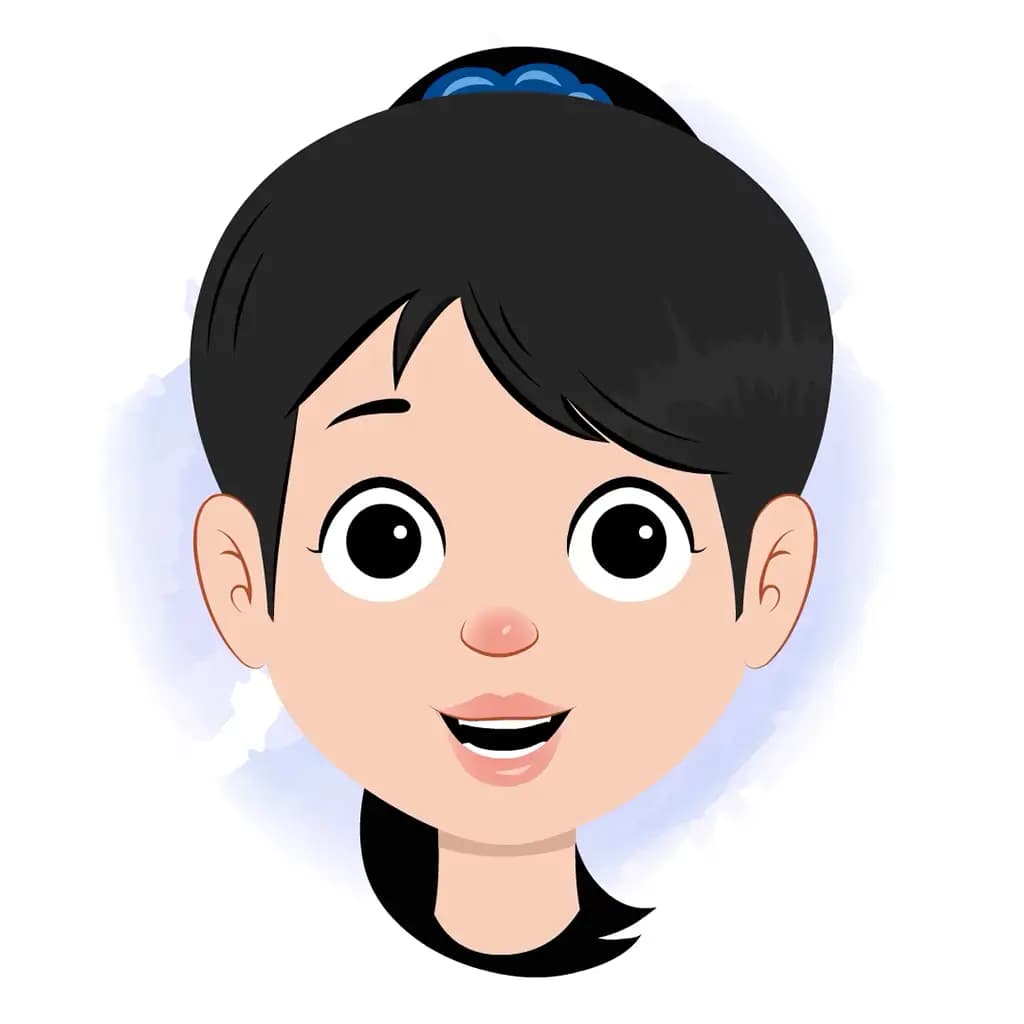 A cute school girl animated cartoon face with different facial expressions aka amaira