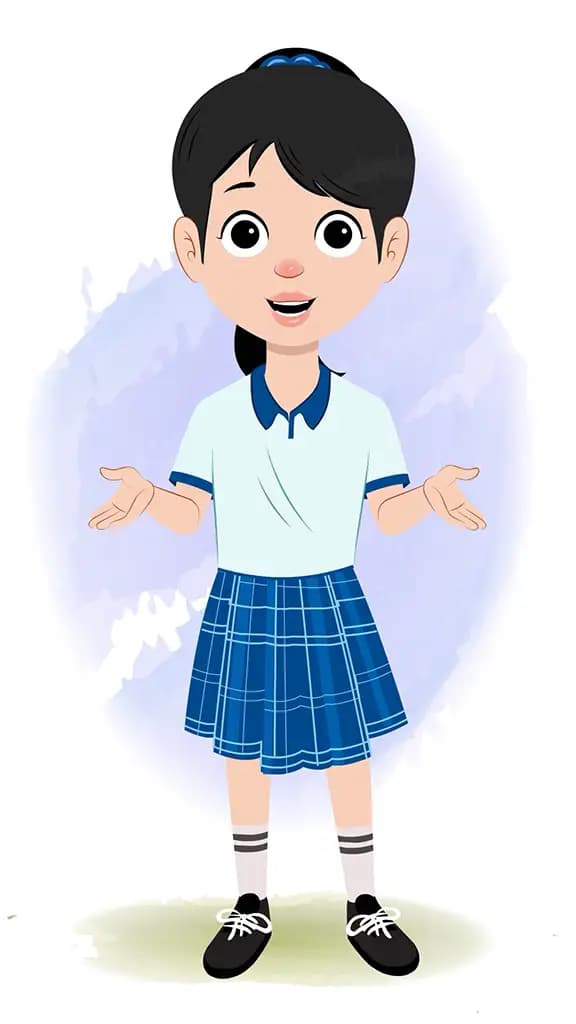 A cute school girl talking animated cartoon character aka amaira