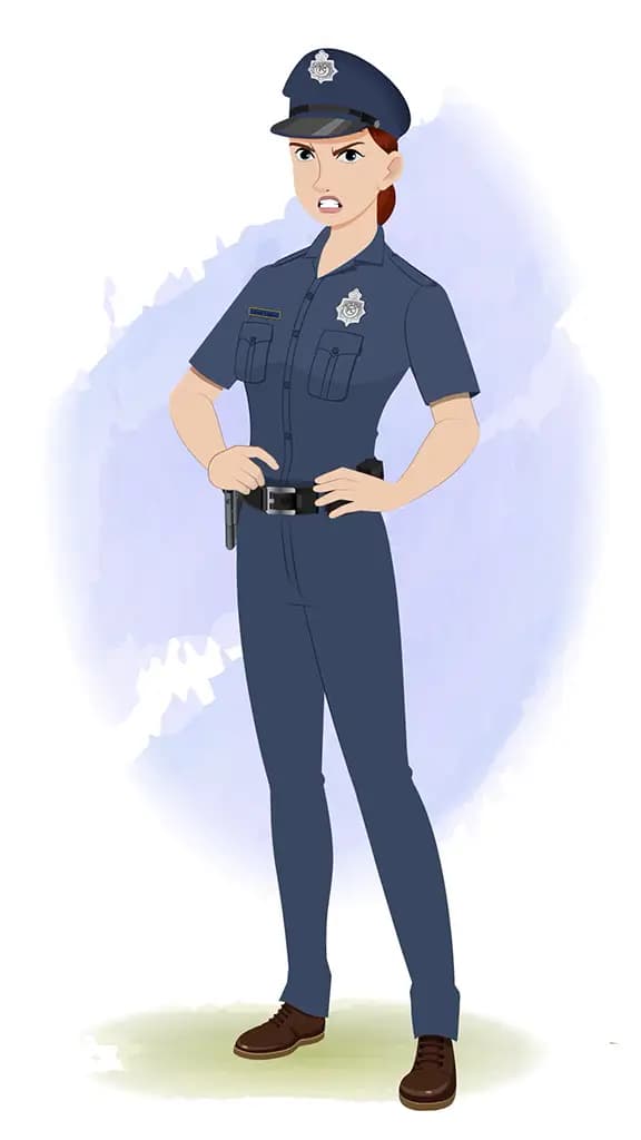 An angry female police animated cartoon character aka miss emma 3/4
