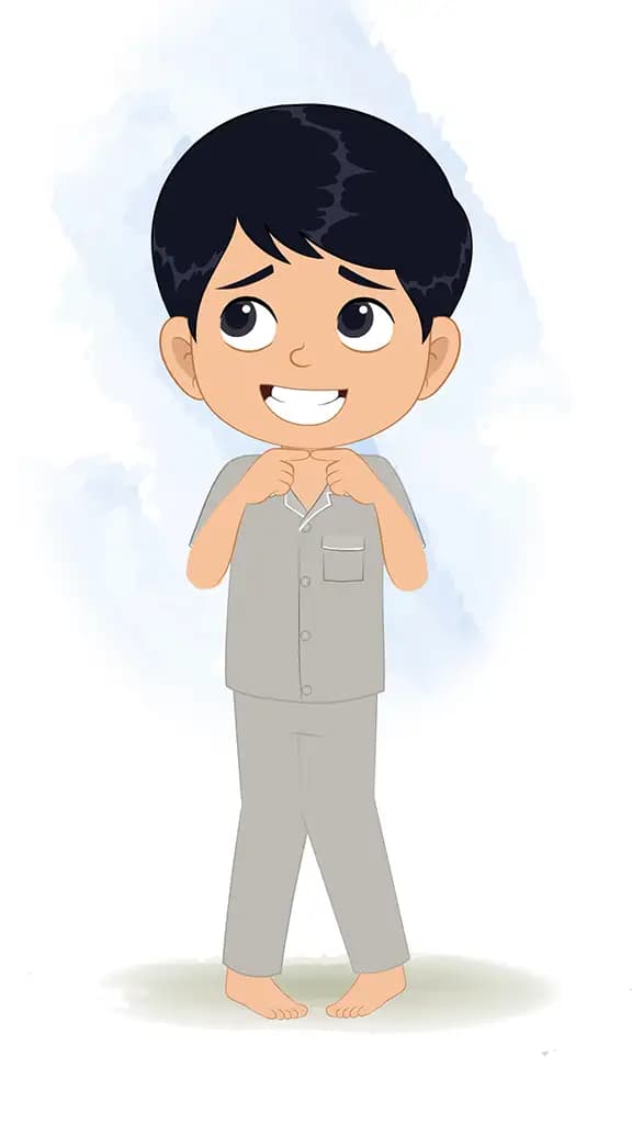 An Indian nervous boy animated cartoon character aka ishaan