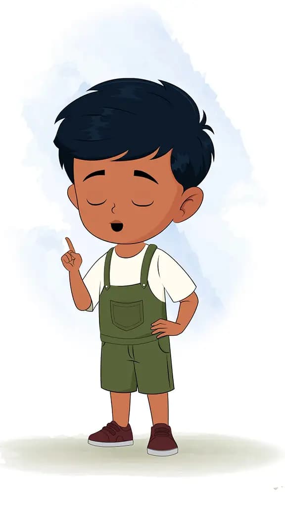 A little charming boy saying no animated cartoon character aka arun