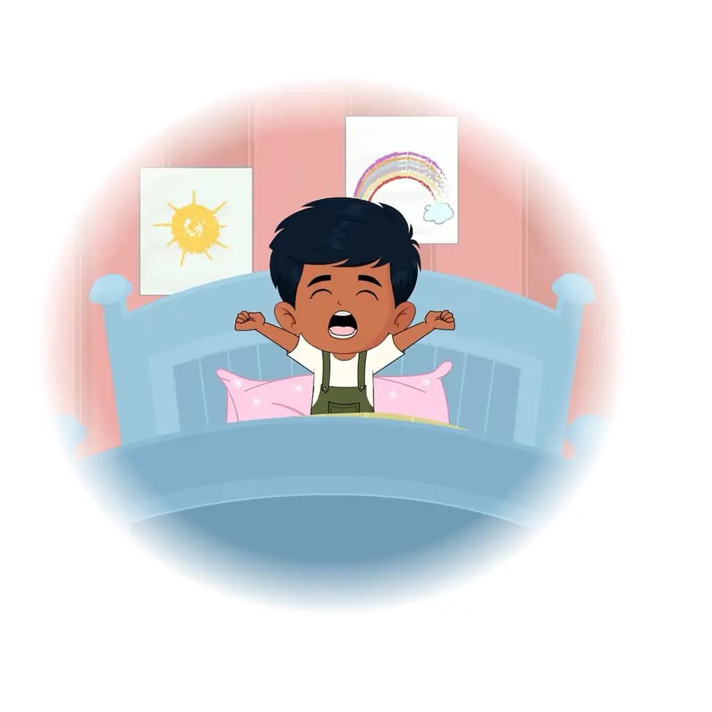 A boy waking up in morning animated cartoon character aka arun