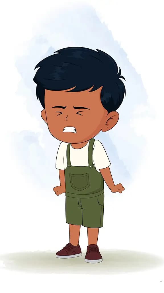 A little charming angry boy animated cartoon character aka arun 3/4