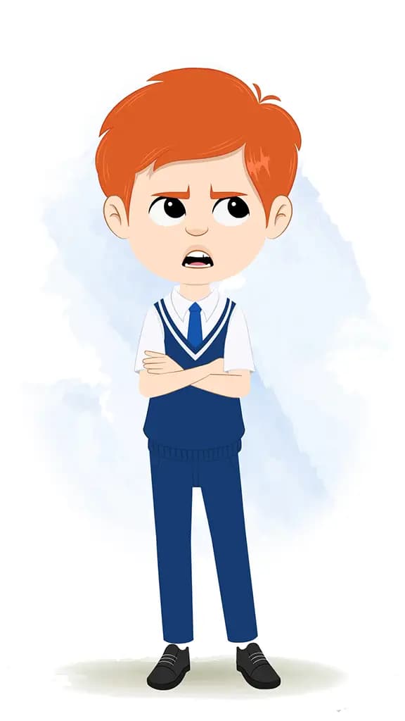 An annoyed boy animated cartoon character aka adit