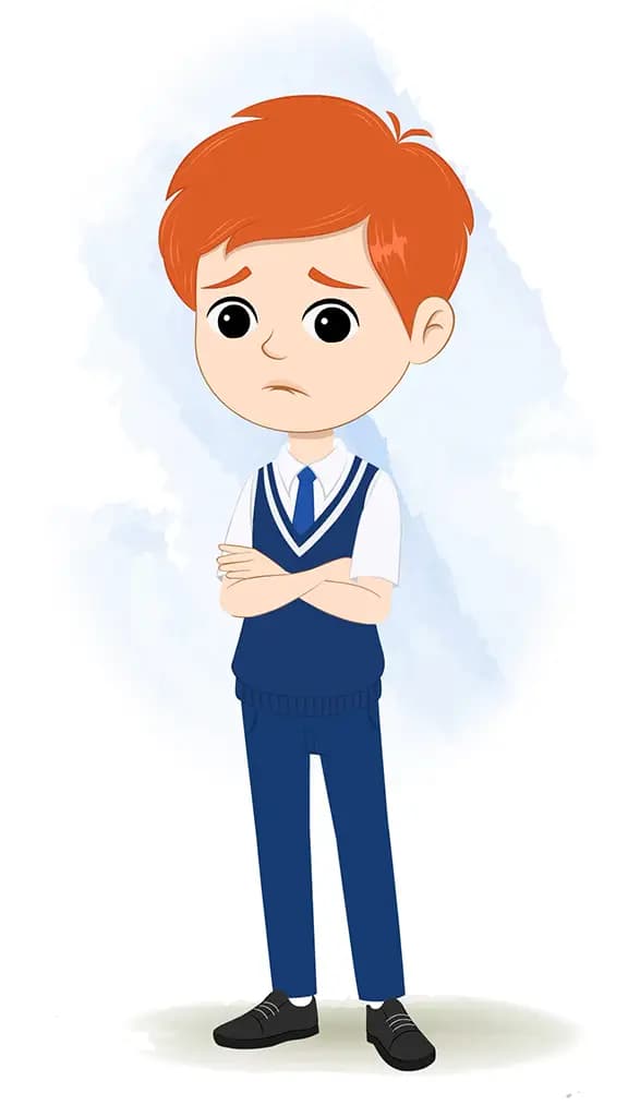 A sad boy animated cartoon character aka adit 3/4