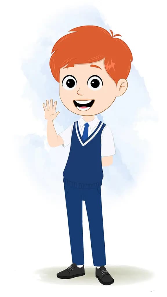 A boy saying hello animated cartoon character aka adit