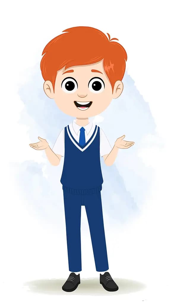 A school boy talking animated cartoon character aka adit