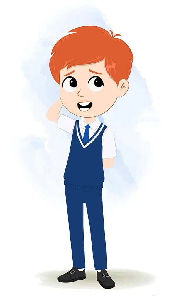 A confused boy animated cartoon character aka adit 3/4
