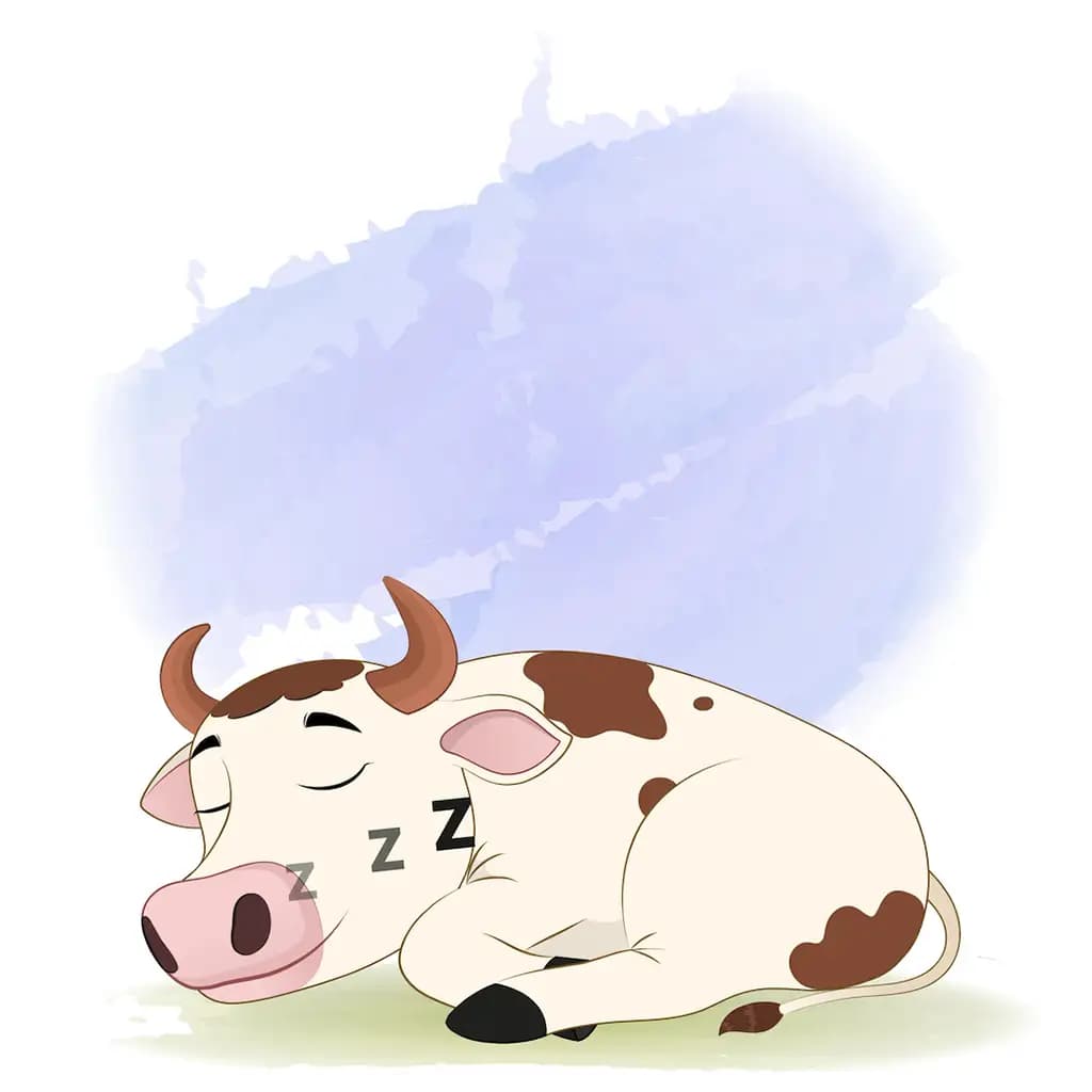 A cow sleeping on floor animated cartoon character aka choti the cow