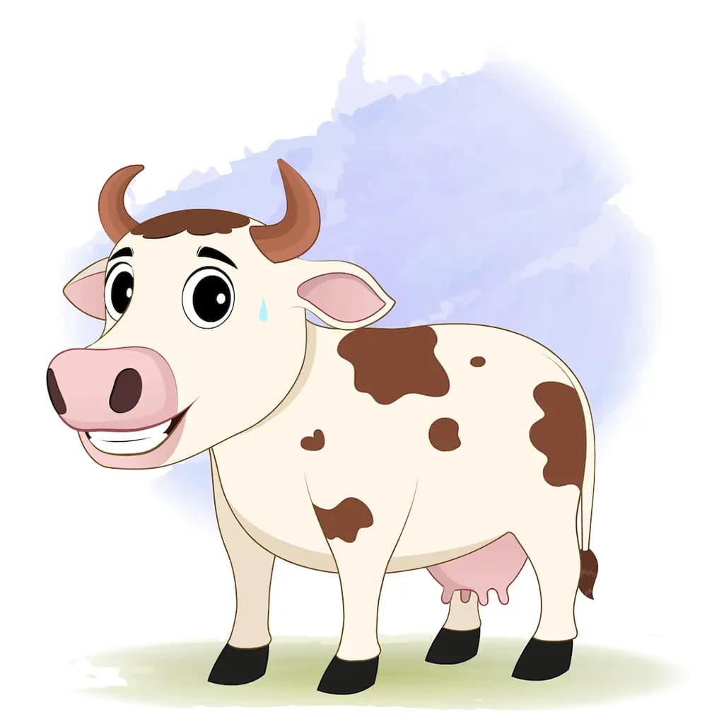 A nervous cow animated cartoon character aka choti the cow 3/4