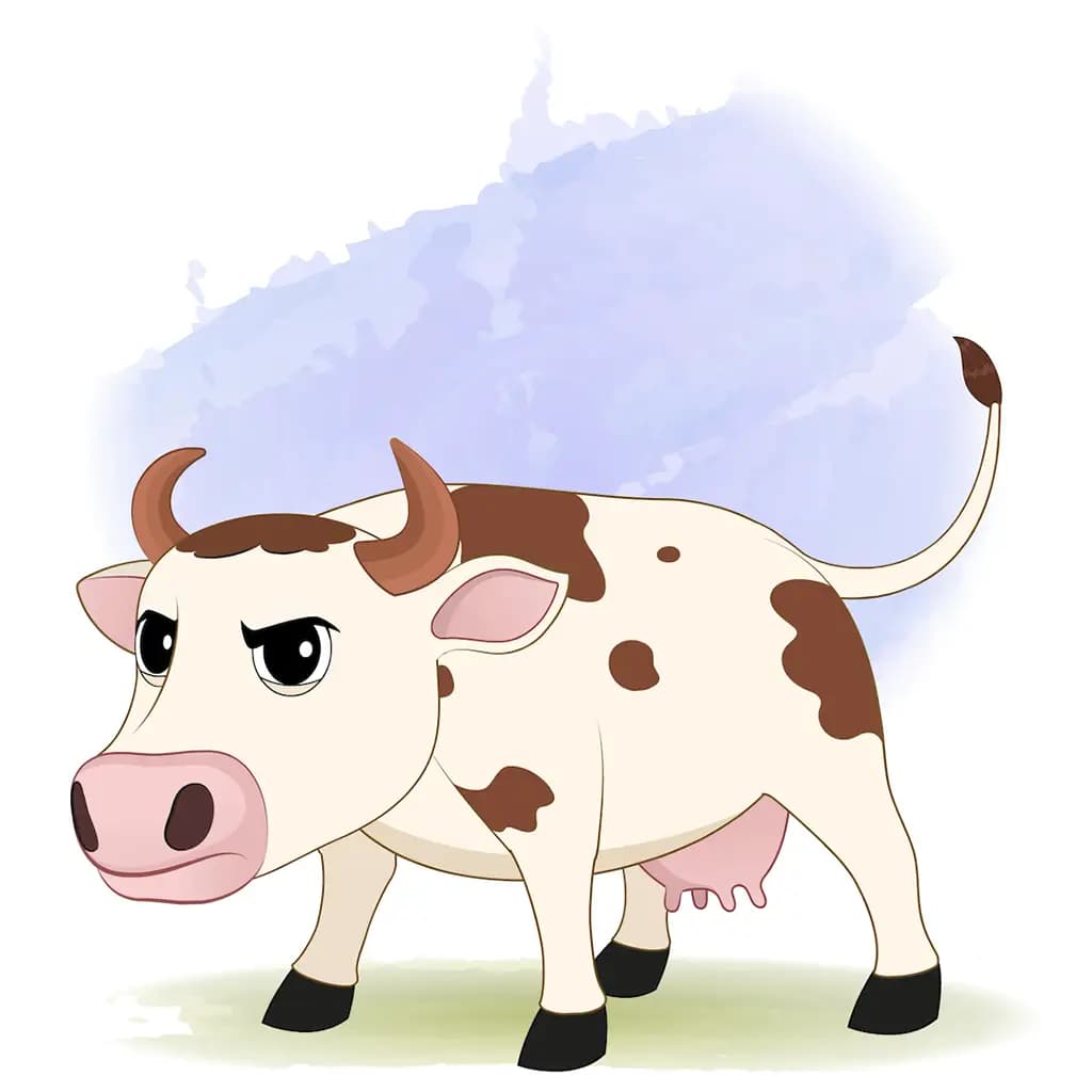 An angry cow animated cartoon character aka choti the cow 3/4
