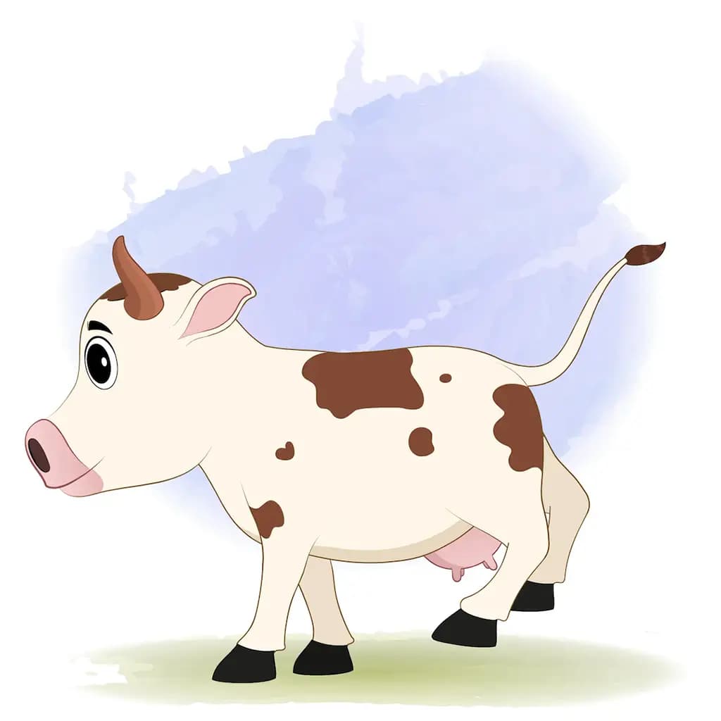 A cow running fast side view animated cartoon character aka choti the cow