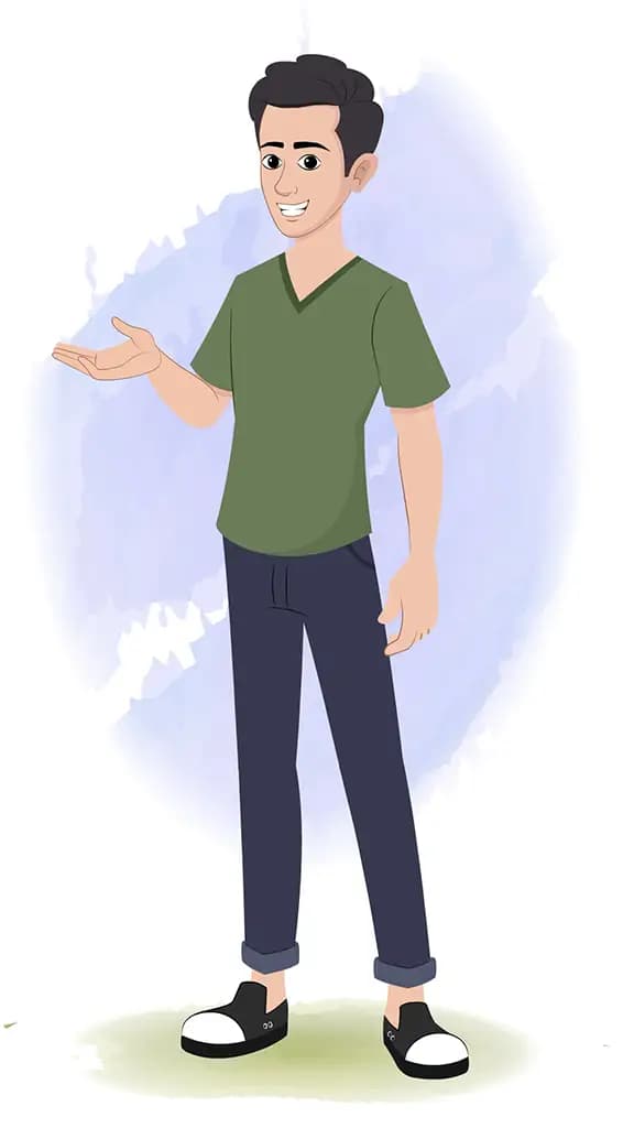 A teenage boy talking animated cartoon character aka rishi 3/4