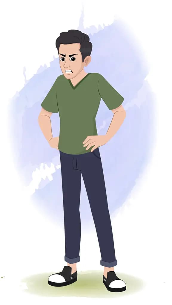 An angry teenage boy animated cartoon character aka rishi 3/4