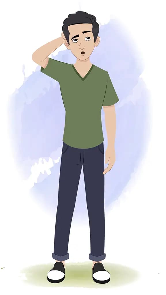 A confused teenage boy animated cartoon character aka rishi