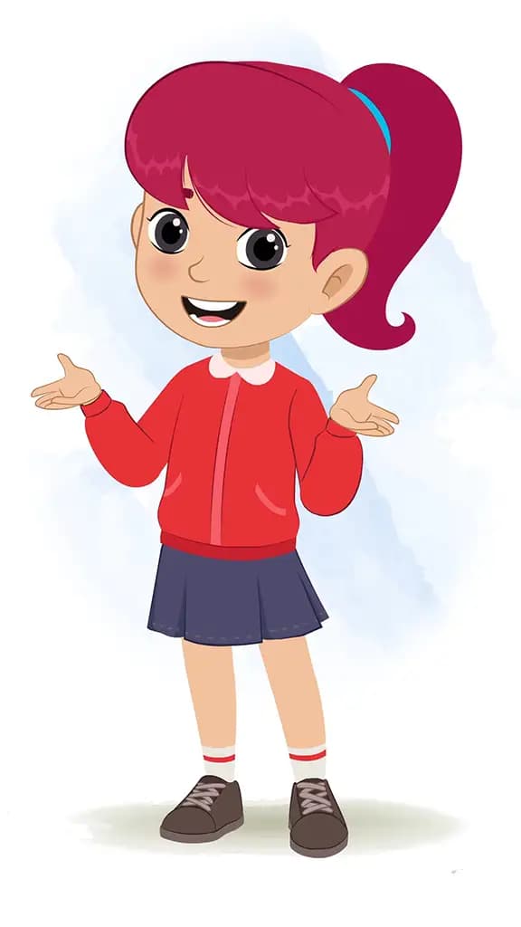 A red hair girl talking animated cartoon character aka rose 3/4