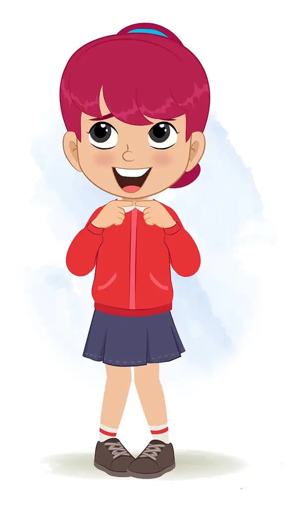 A nervous red hair girl animated cartoon character aka rose
