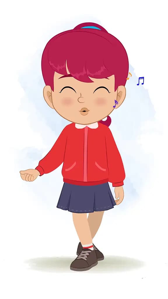 A red hair girl dancing animated cartoon character aka rose