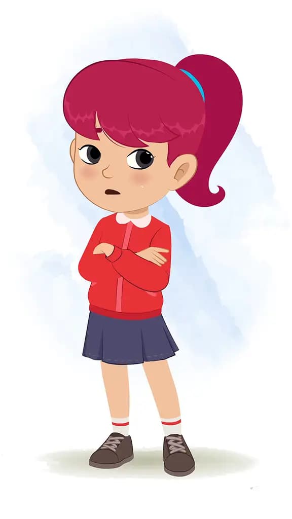 An annoyed red hair girl animated cartoon character aka rose 3/4